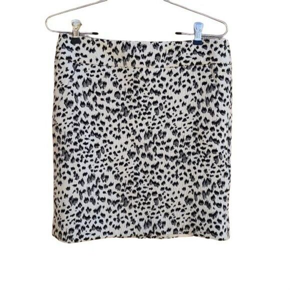 Ann Taylor Loft White Gray Leopard Print Day To Night Mini Pencil Skirt Sz S - Picture 2 of 12